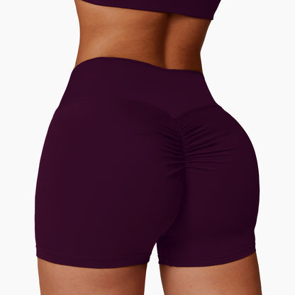Gebürstete High-Waist Yoga-Shorts – bauchformend, Po-liftend (Peach-Effekt), eng anliegend, ideal zum Laufen & fürs Fitness-Training