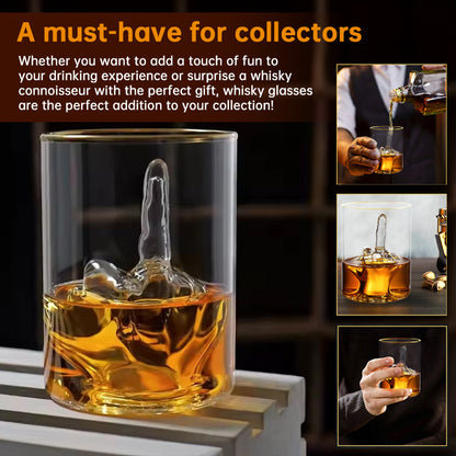 Whiskeyglas mit Mittelfinger (3D-Finger im Inneren) – lustiges Novelty-Glas für Bourbon, Scotch und Cocktails; originelles Geschenk für Männer.