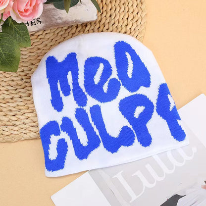 Warme Strickmütze (Beanie) – Jacquard, Alphabet/Letter-Design, Fashion & Alltag, Wintermütze