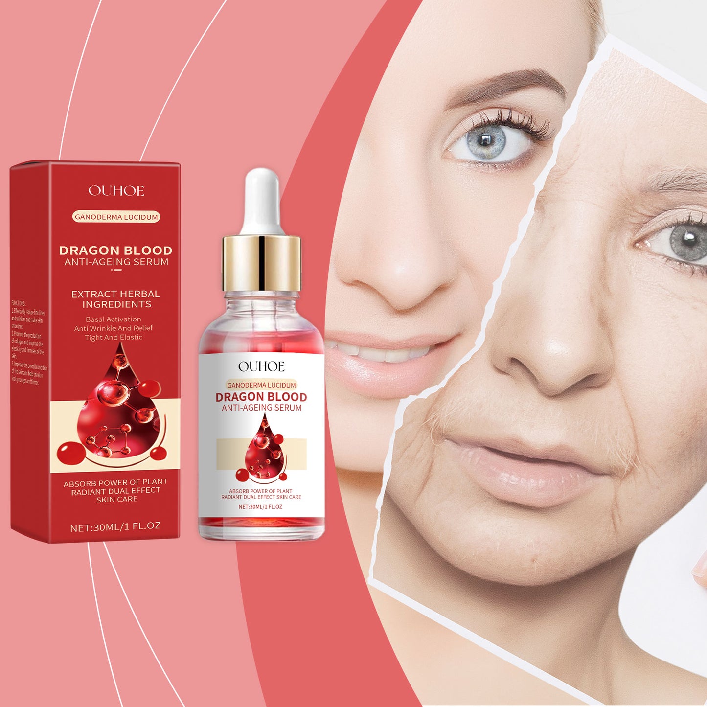 OUHOE Dragon Blood Essence – Feuchtigkeits-Essenz für strahlende Haut & gepflegte Konturen