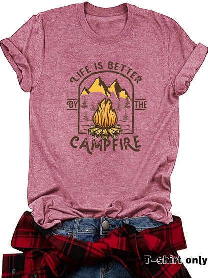 Kurzärmeliges Shirt mit Camping-Motiv