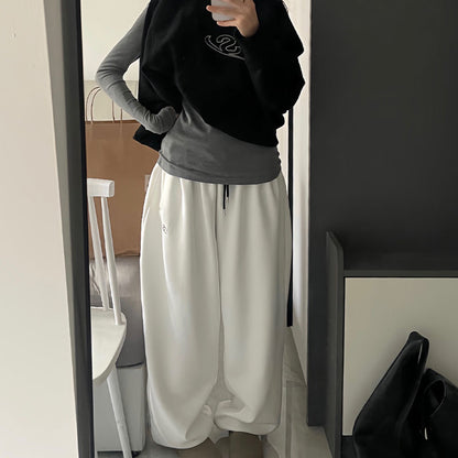 Baumwoll-Flanell Schnee-Sweathose – locker geschnitten, mit Bündchen am Bein, extra lang (Floor-Length), sportliche Jogginghose