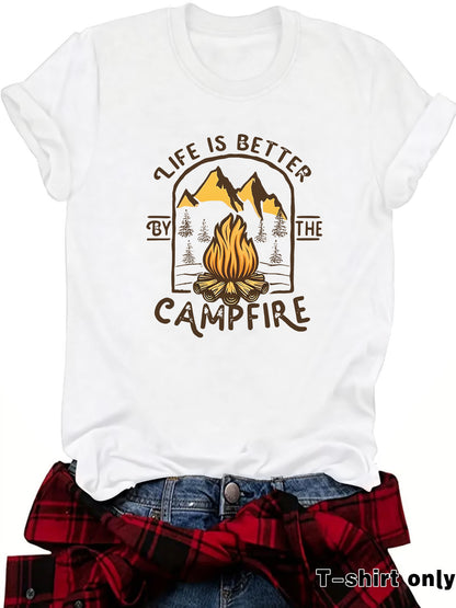 Kurzärmeliges Shirt mit Camping-Motiv
