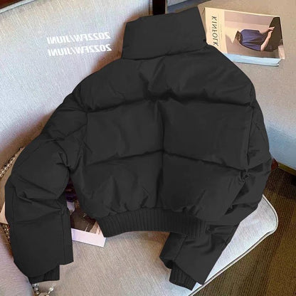 Modische Damen-Baumwolljacke – dicker Stehkragen-Mantel / Baumwoll-Coat