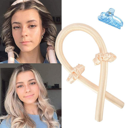 Lockenband ohne Hitze (Heatless Curling Rod Headband) – Haarband/Lockenstab zum Locken ohne Wärme, mit Ribbon-Haarrollern; weiches Schlaf-Haarband
