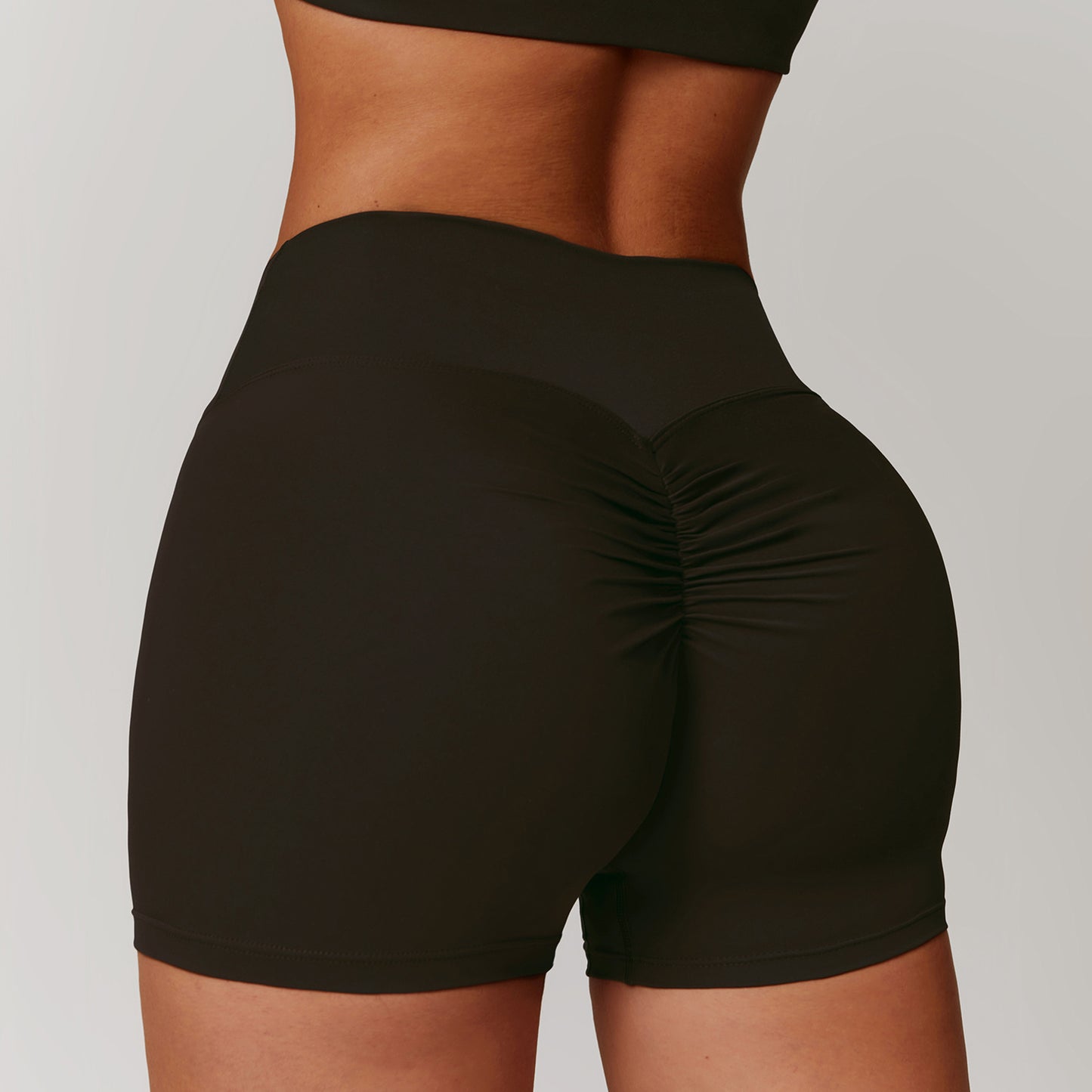 Gebürstete High-Waist Yoga-Shorts – bauchformend, Po-liftend (Peach-Effekt), eng anliegend, ideal zum Laufen & fürs Fitness-Training
