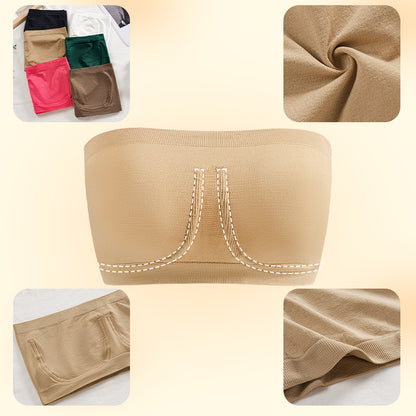 Plus-Size trägerloser Bandeau-BH im One-Line-Design mit Zier-Metallring – sportliche Unterwäsche