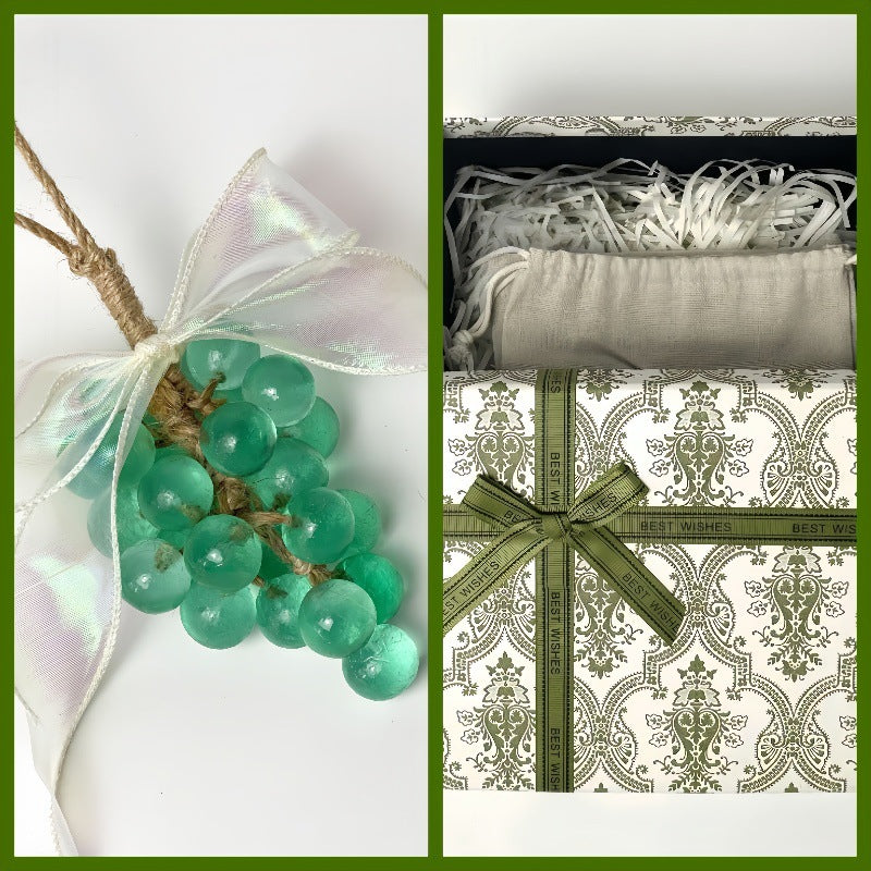 Transparente Kristall-Trauben-Seife Geschenkbox-Set – handgemachte Traubencluster-Duftseife; Aromatherapie-Hängeornament, Handwaschseife