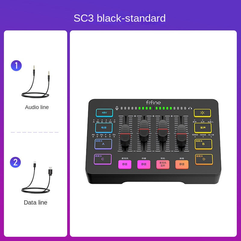 FIFINE SC3 Game & Live-Streaming Set – USB Mikrofon + Externe Soundkarte (Full Set)