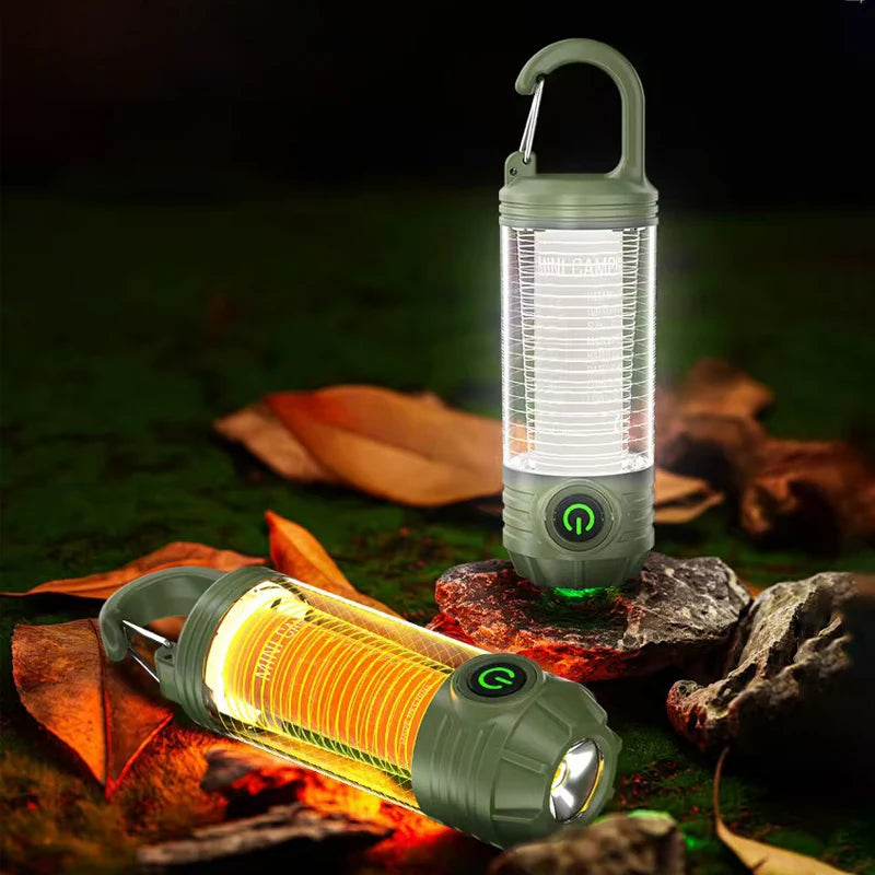 Multifunktionale Outdoor-Campinglampe – tragbare starke Taschenlampe – wiederaufladbares Mini-Retro-Atmosphärenlicht