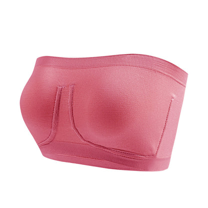 Plus-Size trägerloser Bandeau-BH im One-Line-Design mit Zier-Metallring – sportliche Unterwäsche