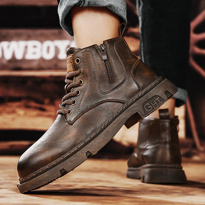 Herren-Stiefeletten im britischen Stil für den Herbst – neue Casual-Retro Martin-Boots mit seitlichem Reißverschluss, vielseitig kombinierbar