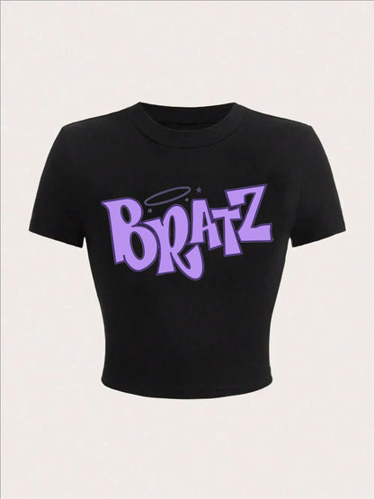 Modisches Sommer-Top mit Buchstaben-Print – figurbetontes, kurzärmeliges T-Shirt im „Spicy Girl“-Style (casual & bequem)