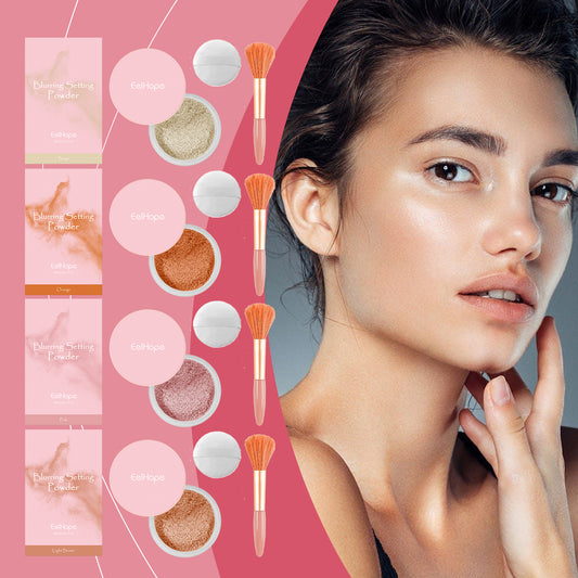 EELHOE Setting Powder mit Pinsel (Beige) – natürliches, leichtes Finish (trocken & nass anwendbar)