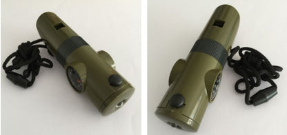 Camping-/Survival-Pfeife mit Kompass, Thermometer, Taschenlampe & Lupe