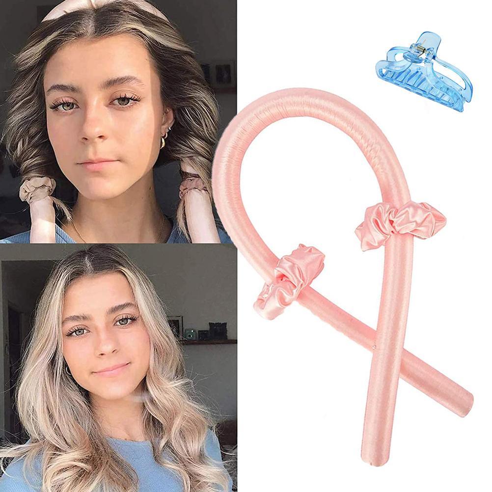Lockenband ohne Hitze (Heatless Curling Rod Headband) – Haarband/Lockenstab zum Locken ohne Wärme, mit Ribbon-Haarrollern; weiches Schlaf-Haarband