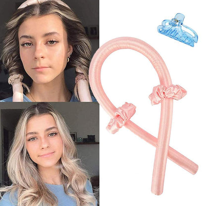 Lockenband ohne Hitze (Heatless Curling Rod Headband) – Haarband/Lockenstab zum Locken ohne Wärme, mit Ribbon-Haarrollern; weiches Schlaf-Haarband