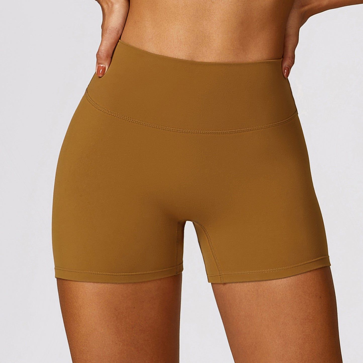 Gebürstete High-Waist Yoga-Shorts – bauchformend, Po-liftend (Peach-Effekt), eng anliegend, ideal zum Laufen & fürs Fitness-Training
