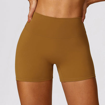 Gebürstete High-Waist Yoga-Shorts – bauchformend, Po-liftend (Peach-Effekt), eng anliegend, ideal zum Laufen & fürs Fitness-Training