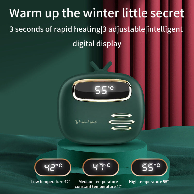USB-Handwärmer mit Powerbank-Funktion (2-in-1) – Mini, tragbar, mit Digitalanzeige; wärmender Handwärmer und Ladegerät, ideal für unterwegs.