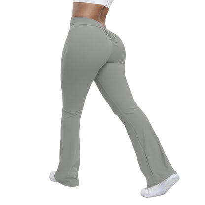 Damen Peach-Trumpethose – High-Waist Yoga-Hose mit Po-Lift-Effekt, eng anliegend mit weitem Bein, ideal für Fitness & Training