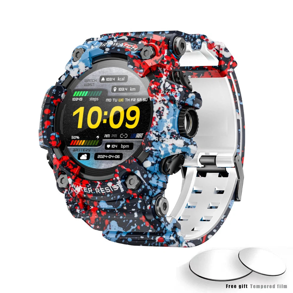 Outdoor-Sport-Smartwatch ATTACK GT – mit Bluetooth-Anruf, Kompass, Taschenlampe und Musikfunktion.