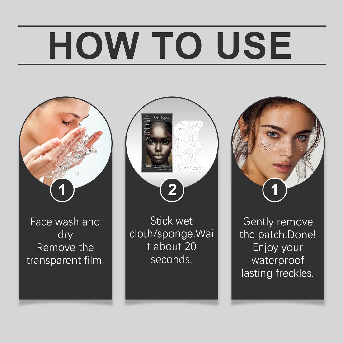 Eelhope Freckle Spot Makeup Patches – Glitzer Spot Tattoo Sticker für Sommersprossen-Look & Kontur (Easy Apply)