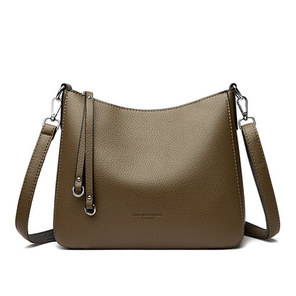 Modische, vielseitige Damen-Tasche aus echtem Leder – als Schultertasche, Crossbody/Umhängetasche oder Handtasche tragbar