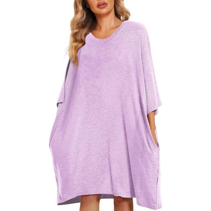 Damen-Nachthemd / Homewear – T-Shirt-Style, kurzarm, mit Print & Taschen