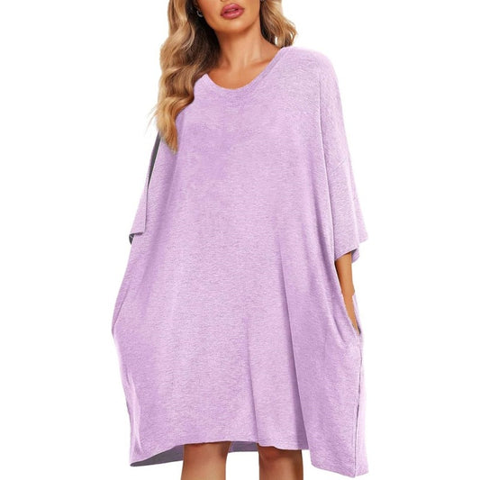 Damen-Nachthemd / Homewear – T-Shirt-Style, kurzarm, mit Print & Taschen