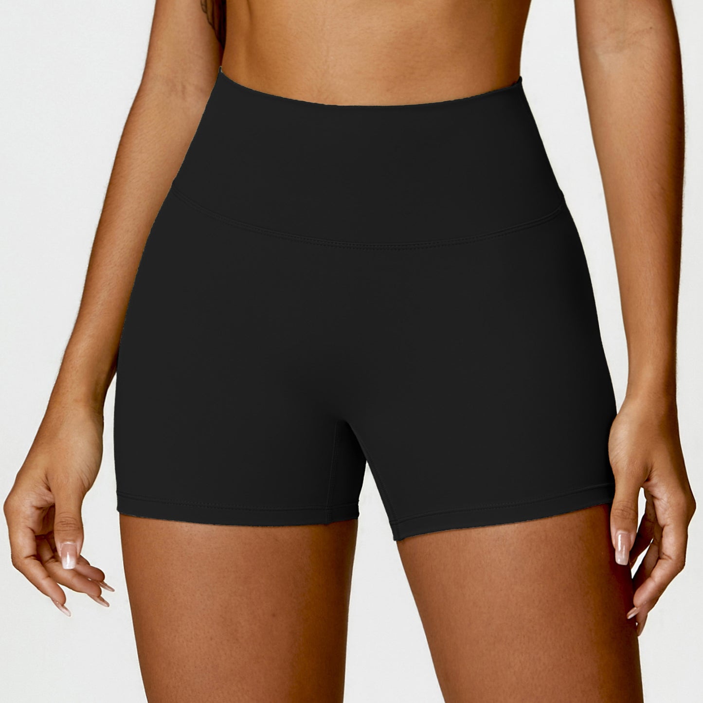 Gebürstete High-Waist Yoga-Shorts – bauchformend, Po-liftend (Peach-Effekt), eng anliegend, ideal zum Laufen & fürs Fitness-Training