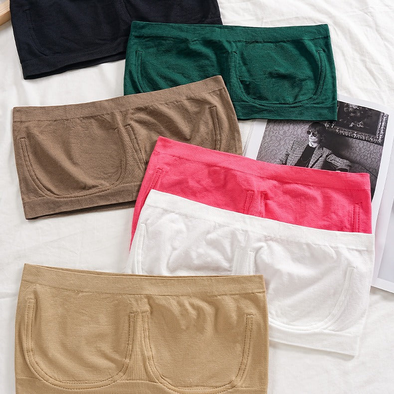 Plus-Size trägerloser Bandeau-BH im One-Line-Design mit Zier-Metallring – sportliche Unterwäsche