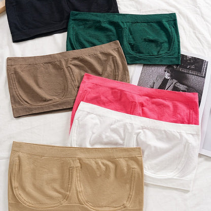 Plus-Size trägerloser Bandeau-BH im One-Line-Design mit Zier-Metallring – sportliche Unterwäsche