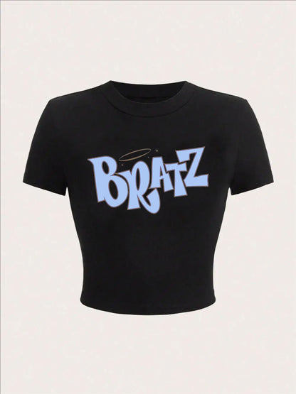 Modisches Sommer-Top mit Buchstaben-Print – figurbetontes, kurzärmeliges T-Shirt im „Spicy Girl“-Style (casual & bequem)