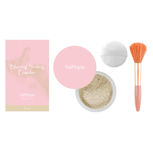 EELHOE Setting Powder mit Pinsel (Beige) – natürliches, leichtes Finish (trocken & nass anwendbar)