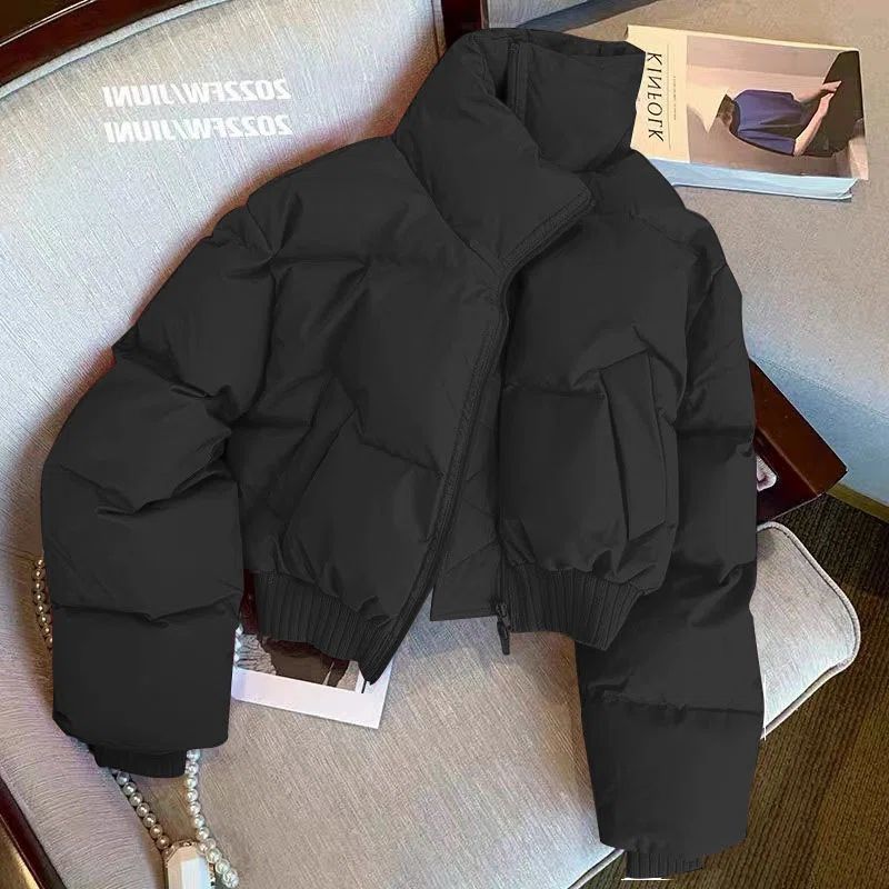 Modische Damen-Baumwolljacke – dicker Stehkragen-Mantel / Baumwoll-Coat