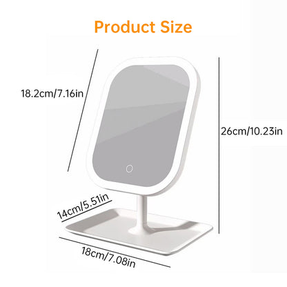 Großer quadratischer LED-Schminkspiegel (drehbar) – dimmbares Licht, 1–2 Stück, für Zuhause & Dorm