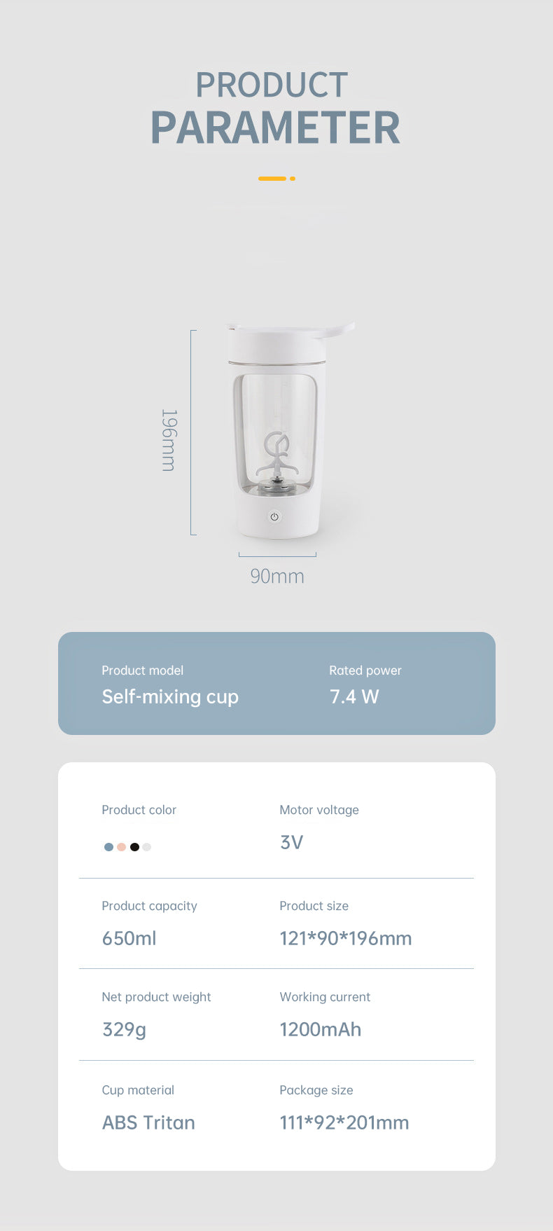 Tragbarer Becher-Mixer / Smoothie-Blender – für Obst und Shakes; USB-wiederaufladbarer elektrischer Handmixer mit Mixflasche, ideal für Gym, Sport und