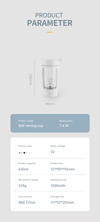 Tragbarer Becher-Mixer / Smoothie-Blender – für Obst und Shakes; USB-wiederaufladbarer elektrischer Handmixer mit Mixflasche, ideal für Gym, Sport und