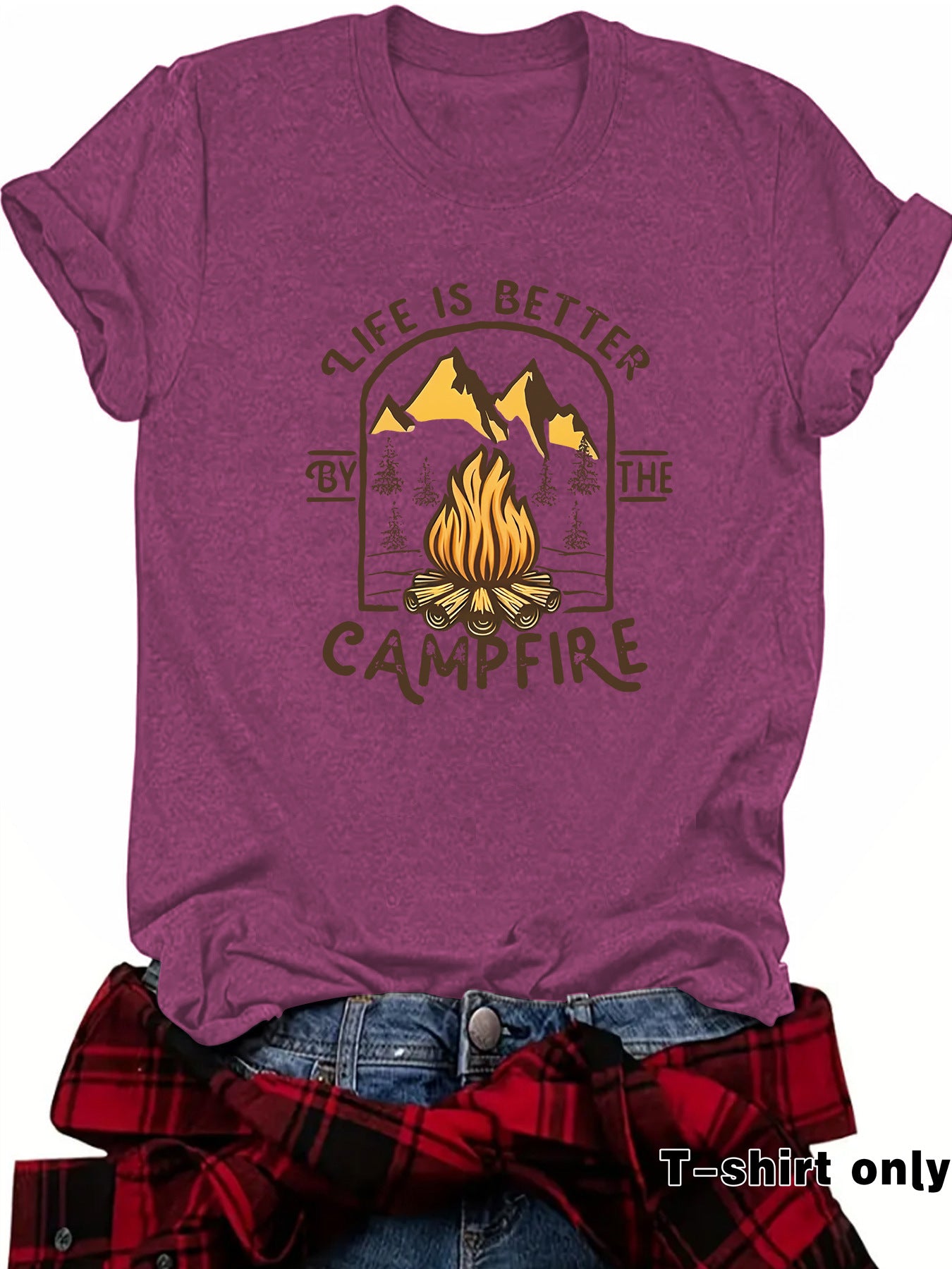 Kurzärmeliges Shirt mit Camping-Motiv