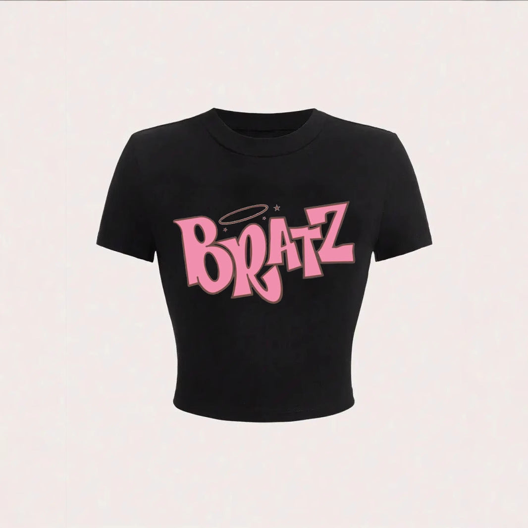 Modisches Sommer-Top mit Buchstaben-Print – figurbetontes, kurzärmeliges T-Shirt im „Spicy Girl“-Style (casual & bequem)