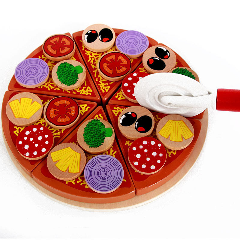 Holz-Kinderküche Spielset – Lernspielzeug mit Puzzle, Pilzen & Pizza, ideales Weihnachtsgeschenk