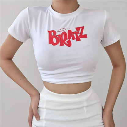 Modisches Sommer-Top mit Buchstaben-Print – figurbetontes, kurzärmeliges T-Shirt im „Spicy Girl“-Style (casual & bequem)