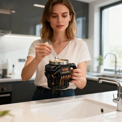 V8-Motor-Becher | Edelstahl-Kaffeebecher für Autoliebhaber