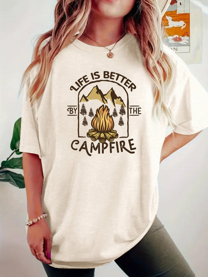 Kurzarm-T-Shirt mit Camping-Print