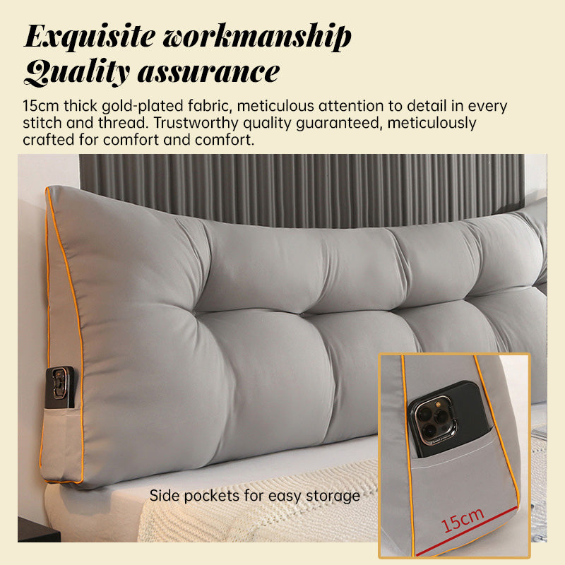 Flauschige, warme Rückenlehne aus Feder-Baumwolle – klassisches, einfarbiges gebürstetes dreieckiges Bett-Rückenkissen