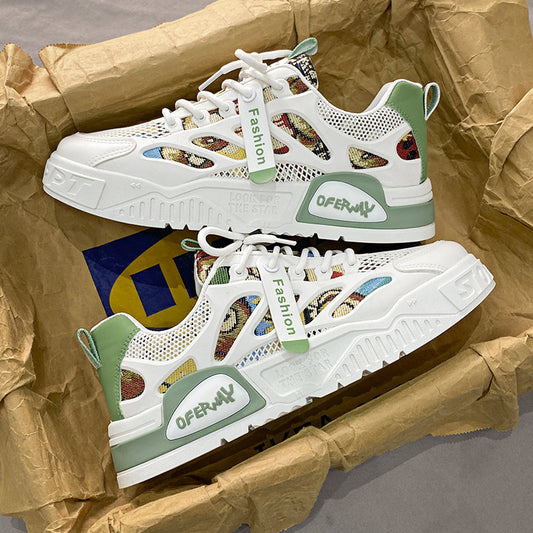 Herren Mesh Sneaker – atmungsaktiv, dicke Sohle, Cartoon-Design, sportlich & casual
