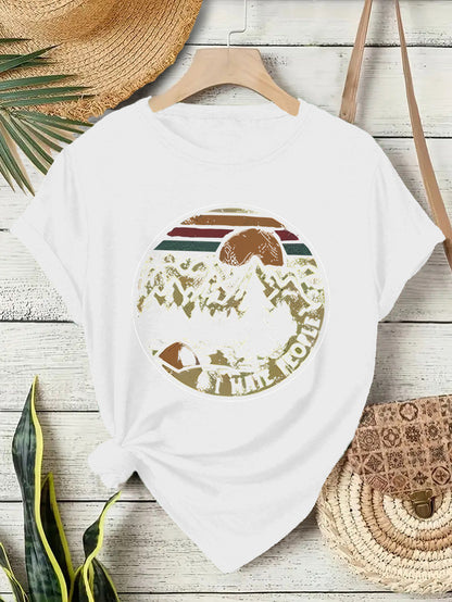 Damen Kurzarm-T-Shirt mit Camping-Schriftzug