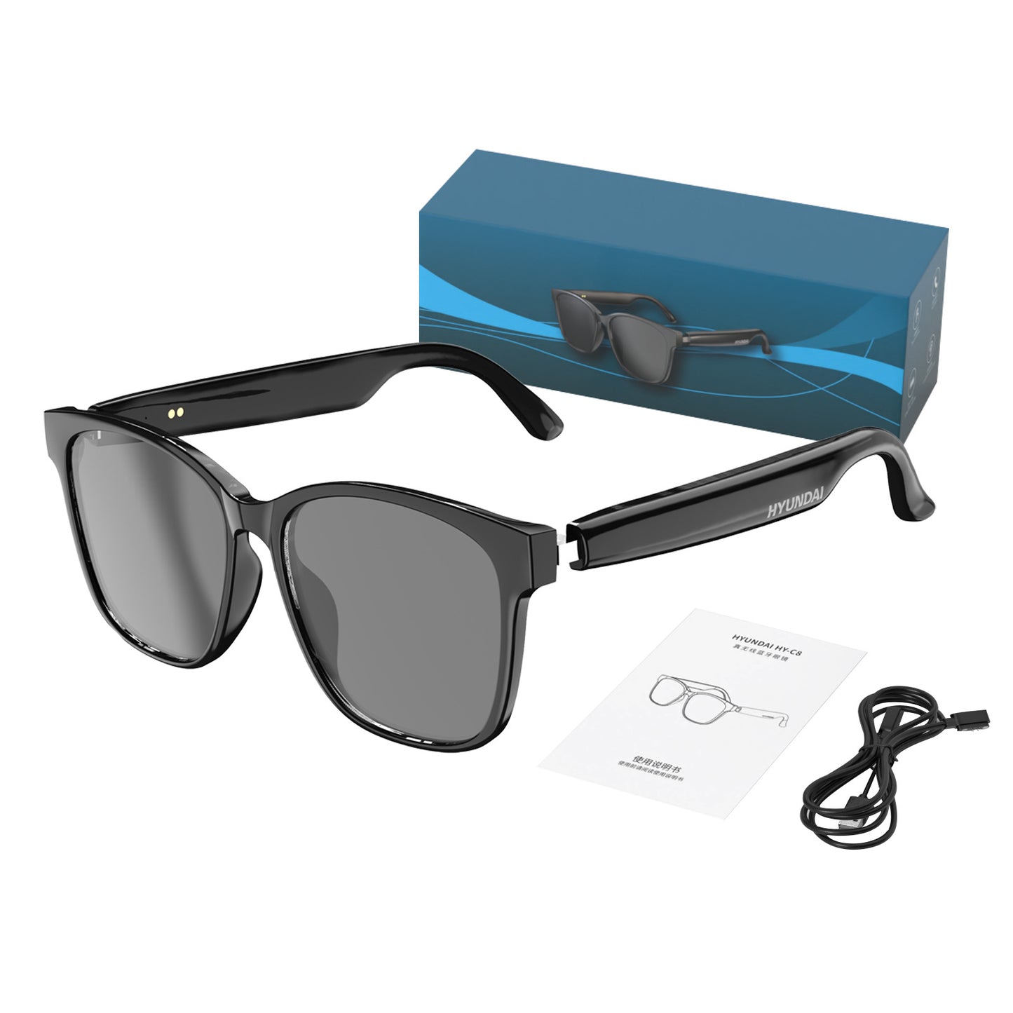 HY-C8 AI Übersetzungs-Bluetooth-Brille – Kabellose Smart Glasses mit Simultanübersetzung (75 Sprachen)