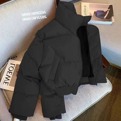 Modische Damen-Baumwolljacke – dicker Stehkragen-Mantel / Baumwoll-Coat